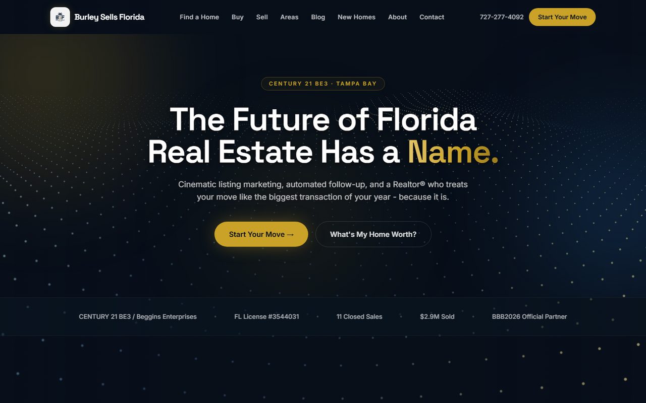 Burley Sells Florida, a live real estate website I built